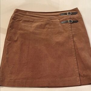 Charter Club Tan Corduroy Mini Skirt with Buckle Accents